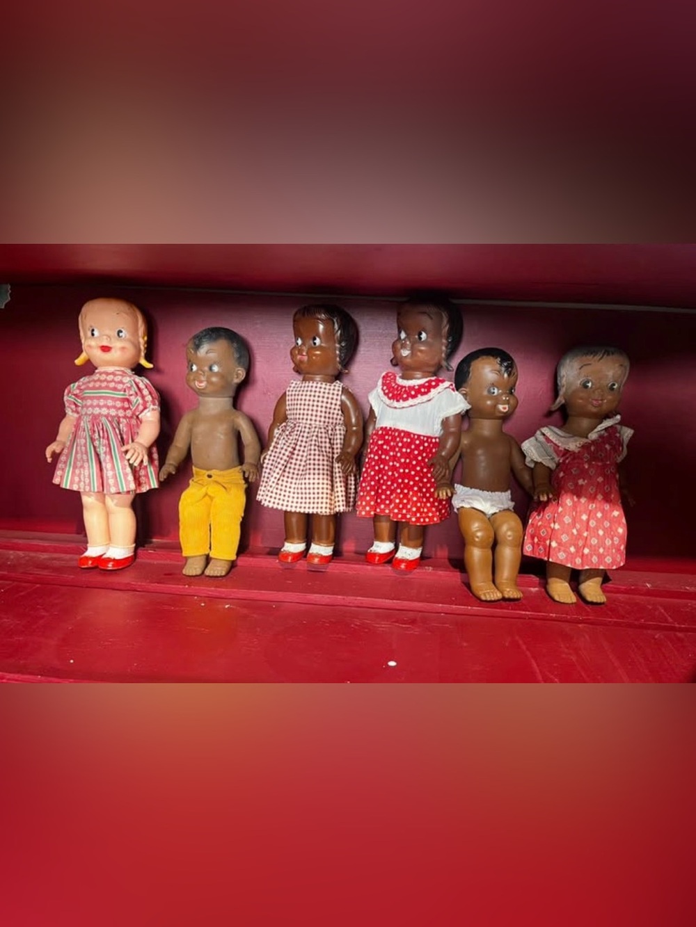Vintage reliable made rubber dolls 1950s to 1960s lot black white old